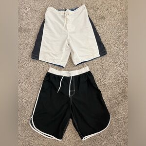 Two Pairs Mens Swim Trunks Suit Bottoms Shorts Size Medium
